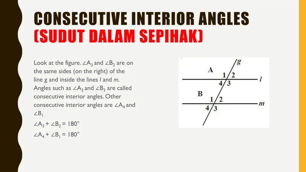 consecutive interior angles sudut dalam sepihak
