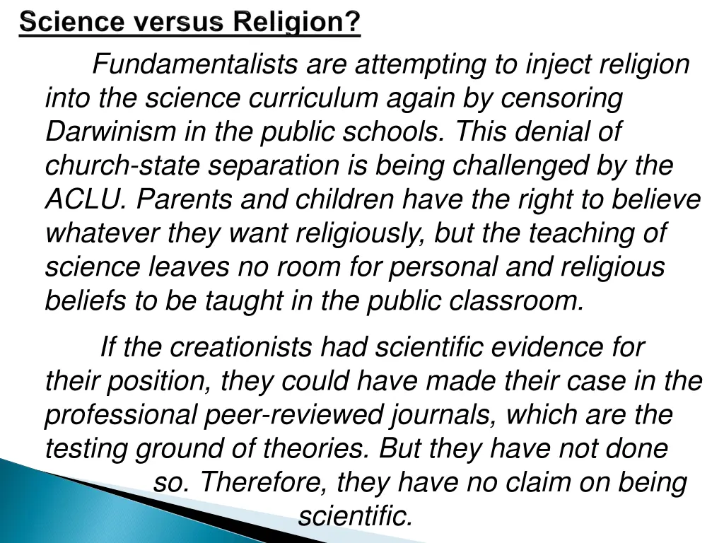 fundamentalists are attempting to inject religion