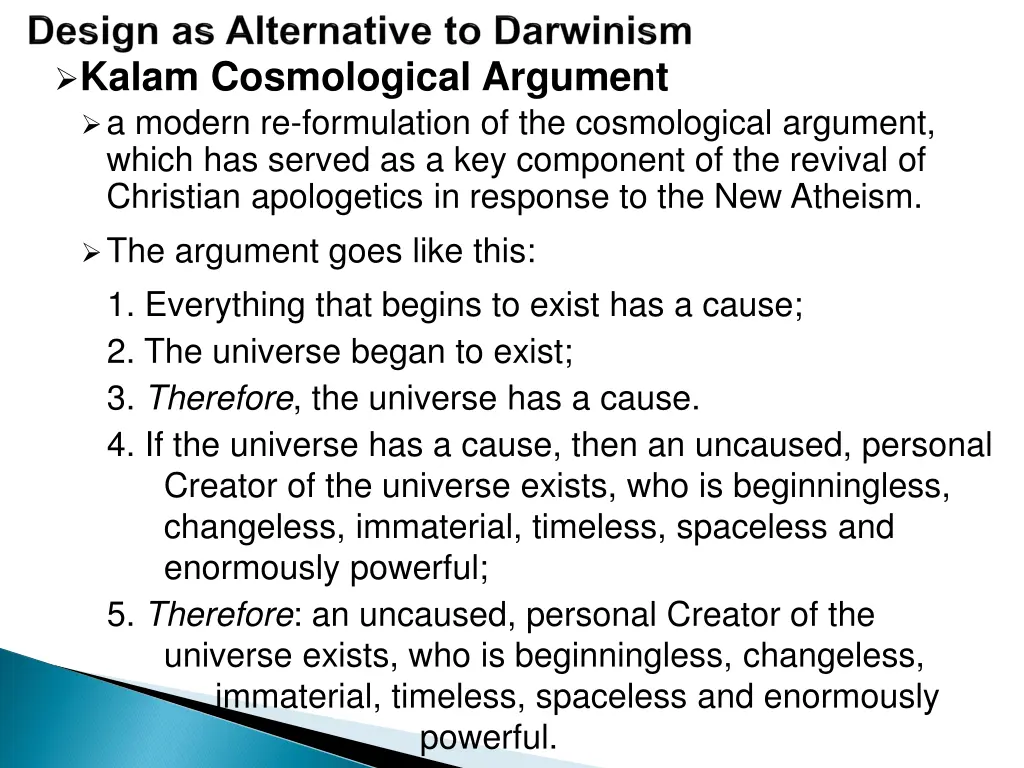 kalam cosmological argument a modern