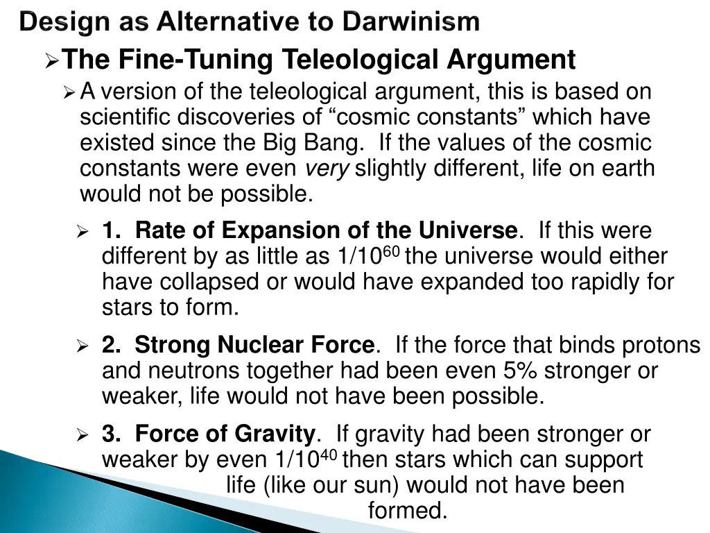 the fine tuning teleological argument a version
