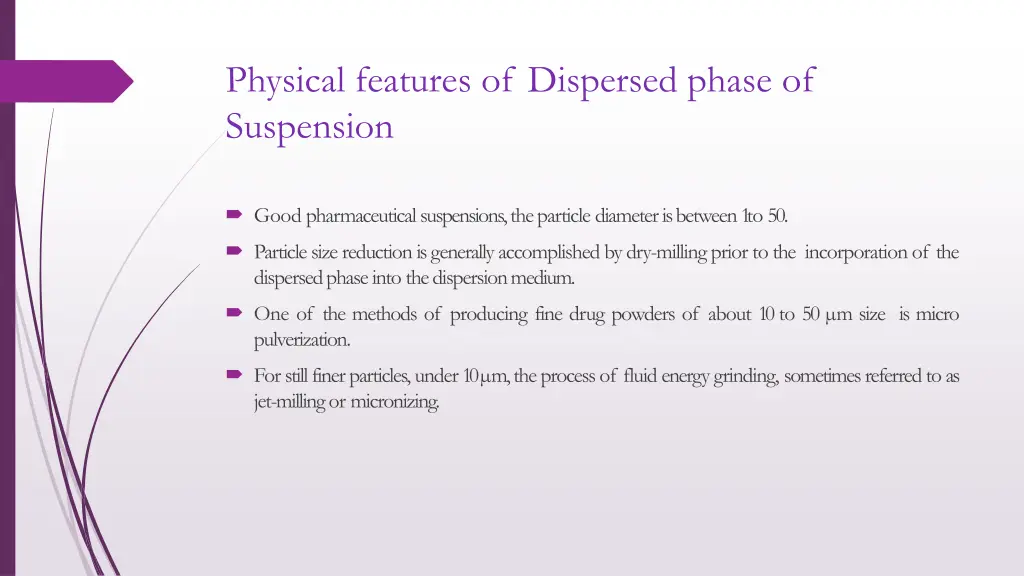 physical features of dispersed phase