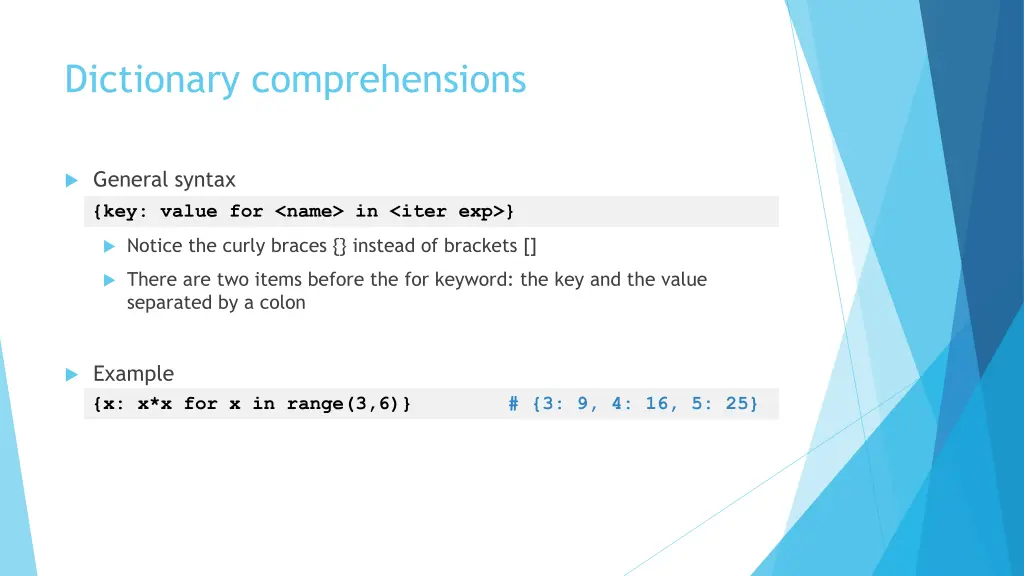 dictionary comprehensions