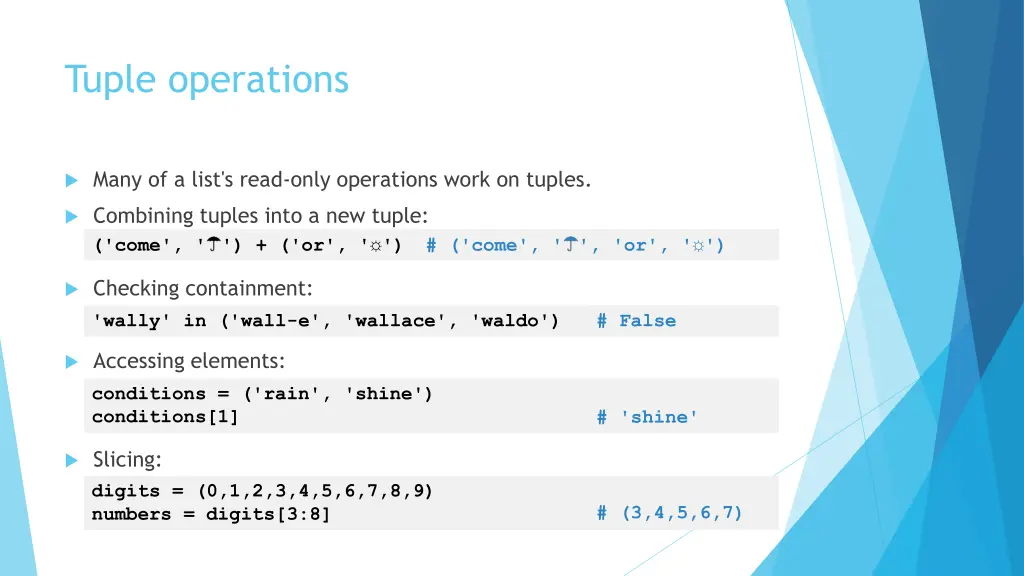 tuple operations