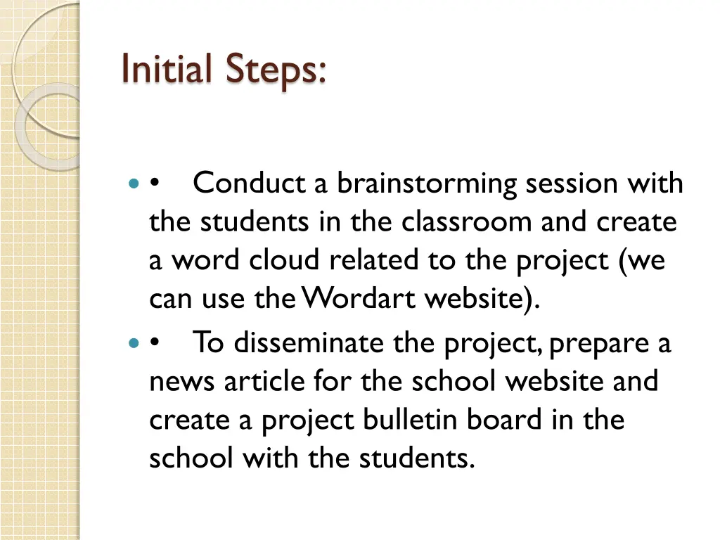 initial steps