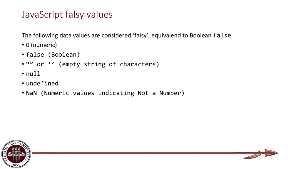 javascript falsy values