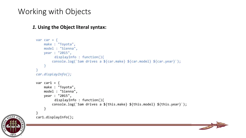 working with objects