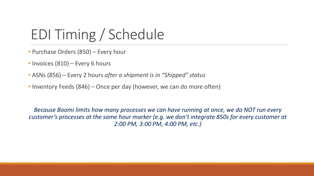 edi timing schedule
