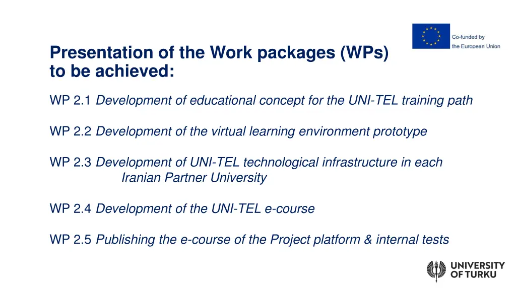 presentation of the work packages