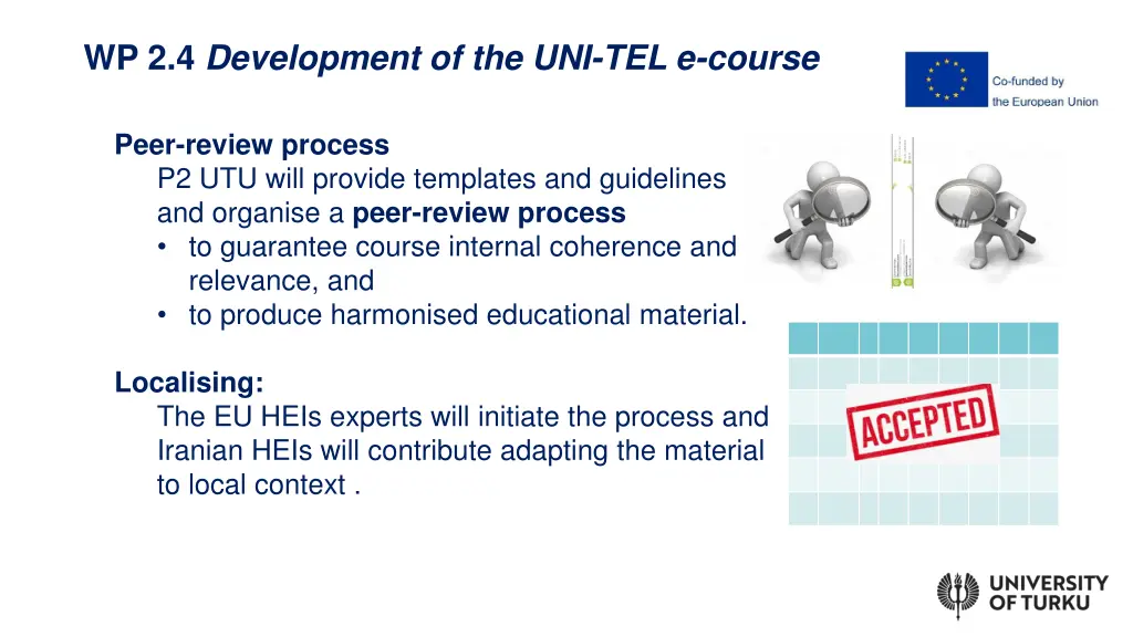 wp 2 4 development of the uni tel e course 1