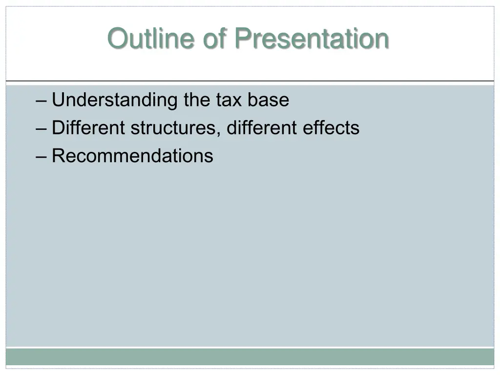 outline of presentation