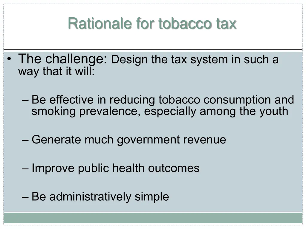 rationale for tobacco tax