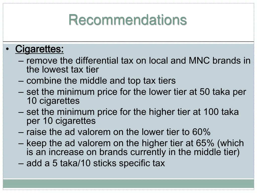 recommendations