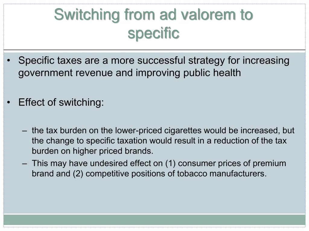 switching from ad valorem to specific