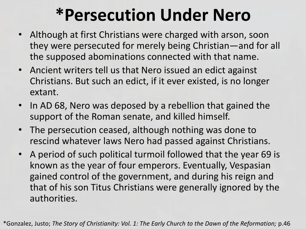 persecution under nero although at first