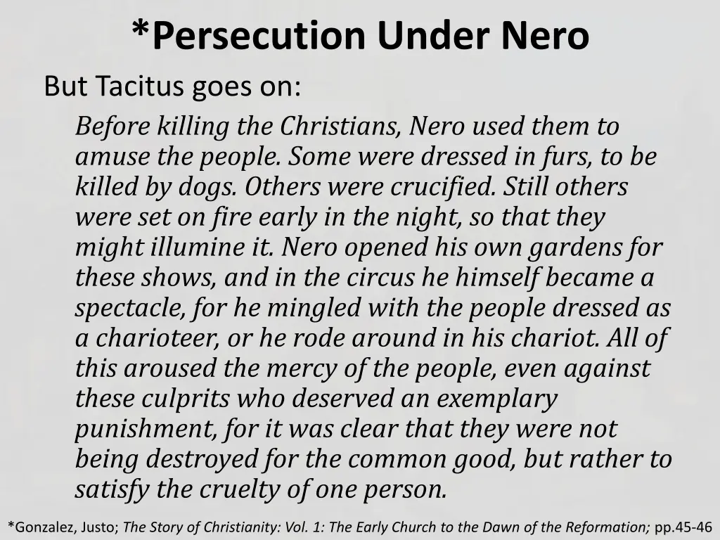 persecution under nero but tacitus goes on before