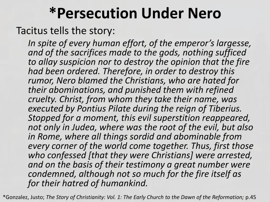 persecution under nero tacitus tells the story