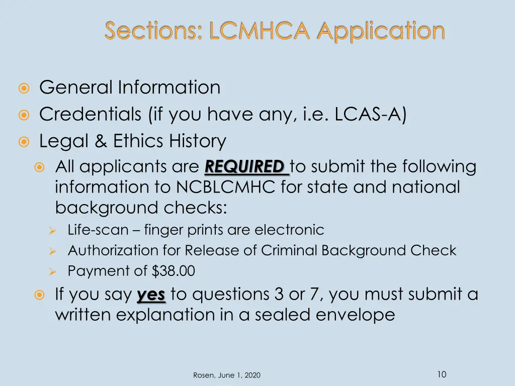 sections lcmhca application