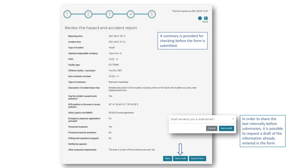a summary is provided for checking before