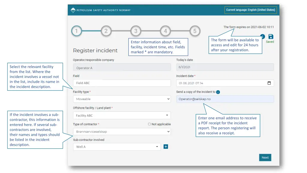 the form will be available to access and edit