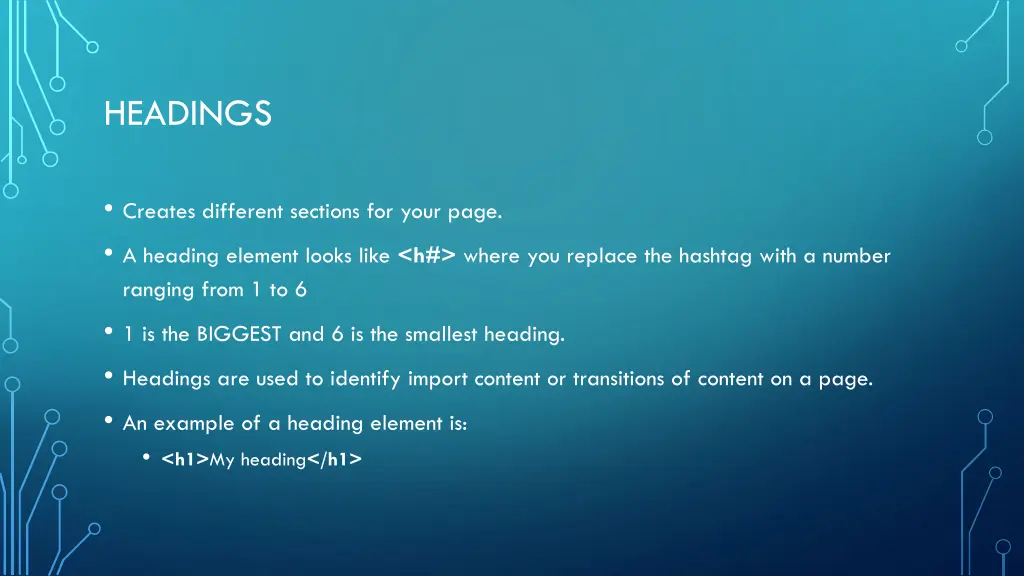 headings