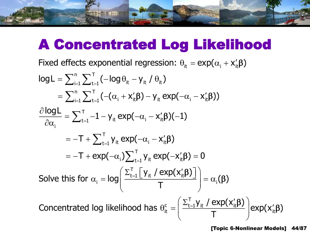 a concentrated log likelihood a concentrated