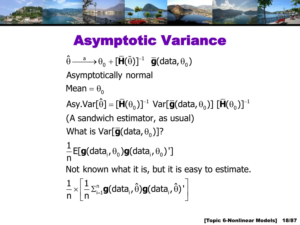 asymptotic variance asymptotic variance