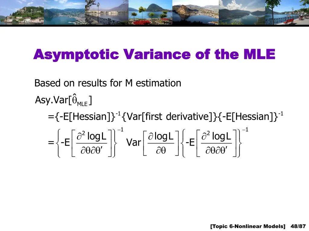 asymptotic variance of the mle asymptotic