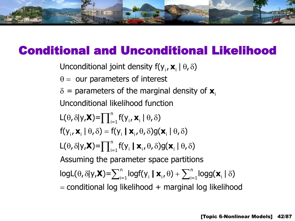 conditional and unconditional likelihood