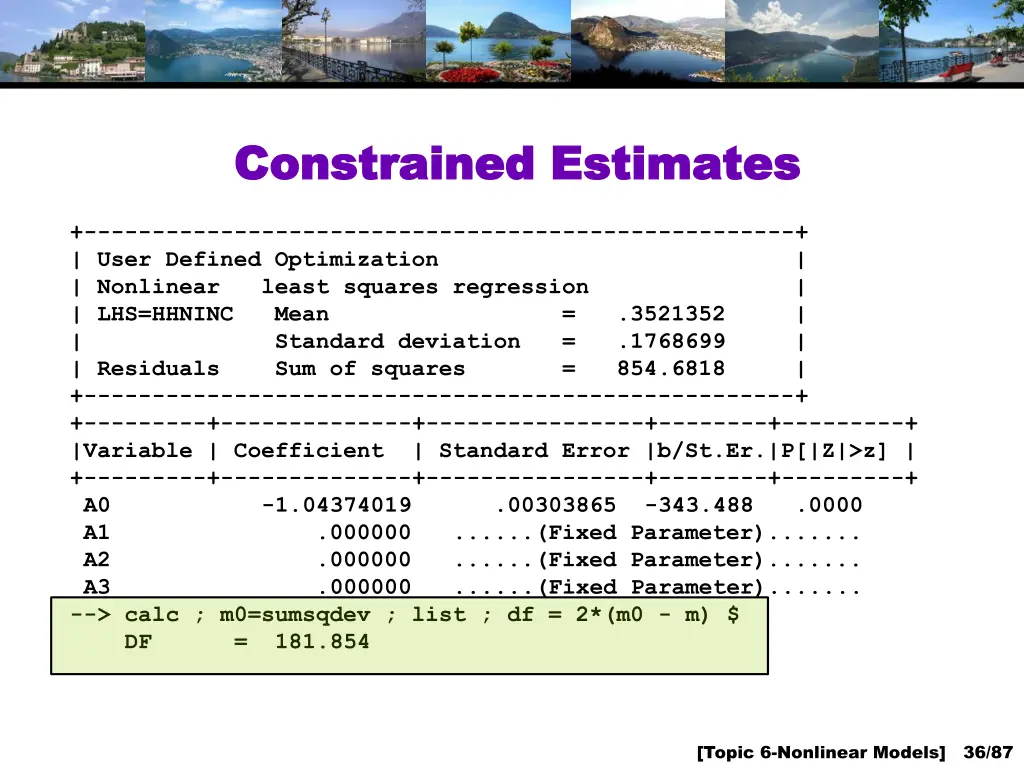 constrained estimates constrained estimates