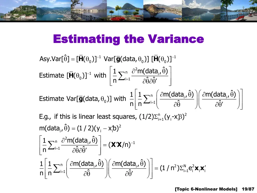 estimating the variance estimating the variance