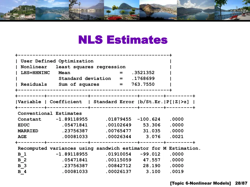nls estimates nls estimates