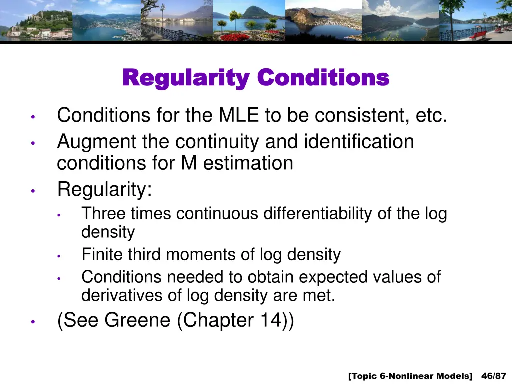 regularity conditions regularity conditions