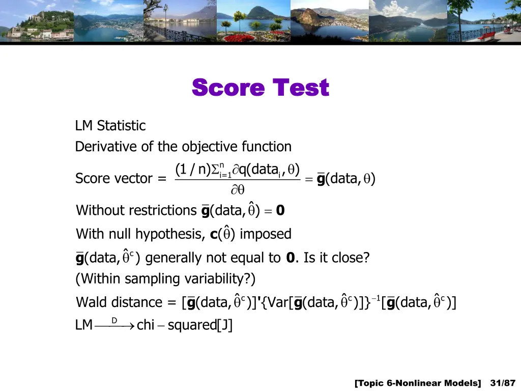 score test score test