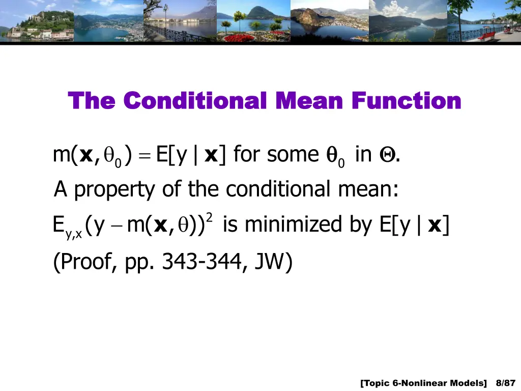 the conditional mean function the conditional