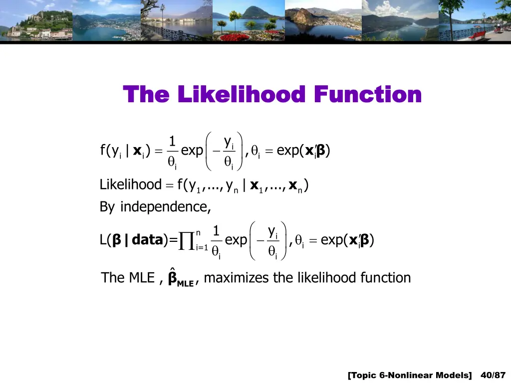 the likelihood function the likelihood function