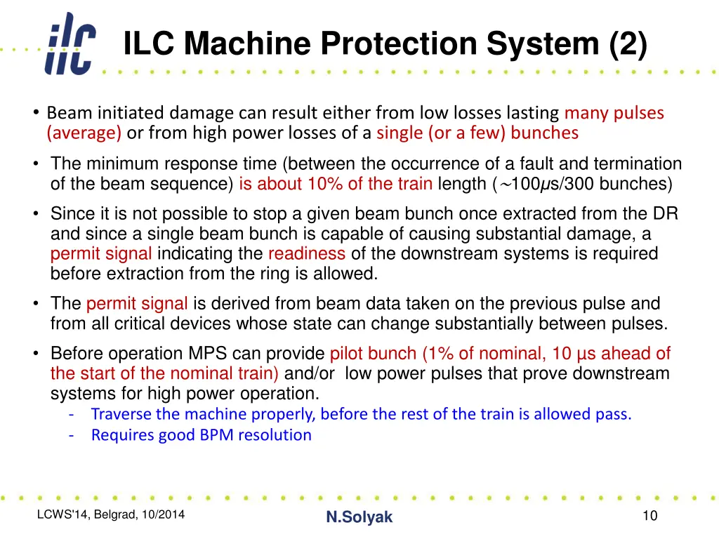 ilc machine protection system 2