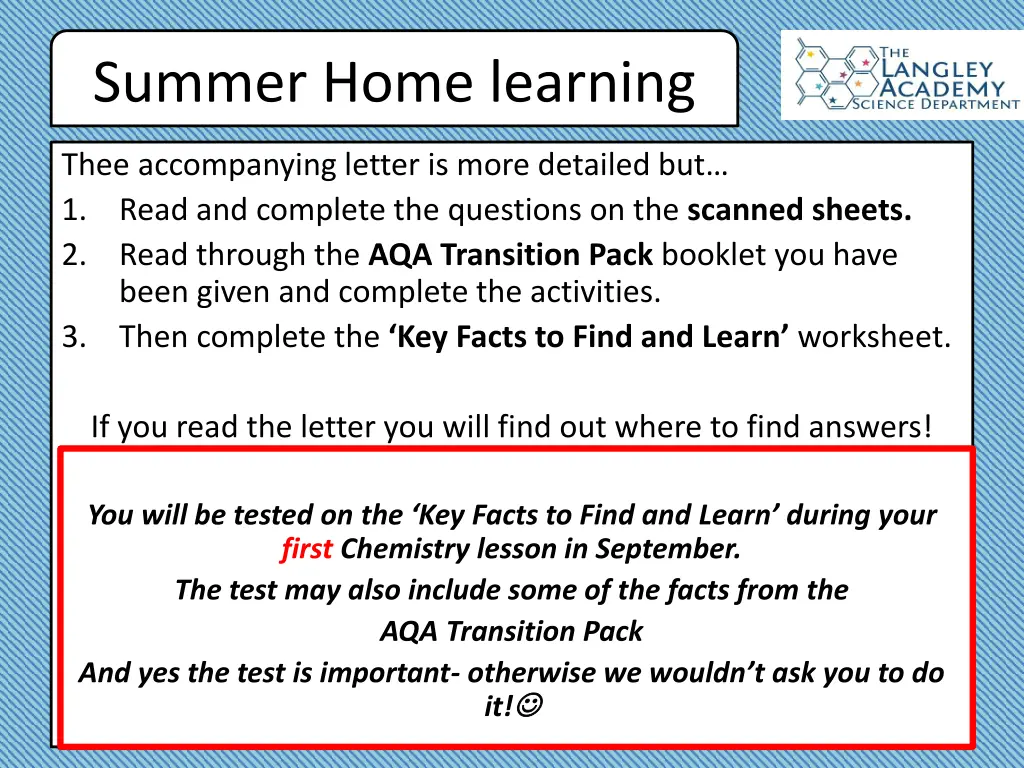 summer home learning