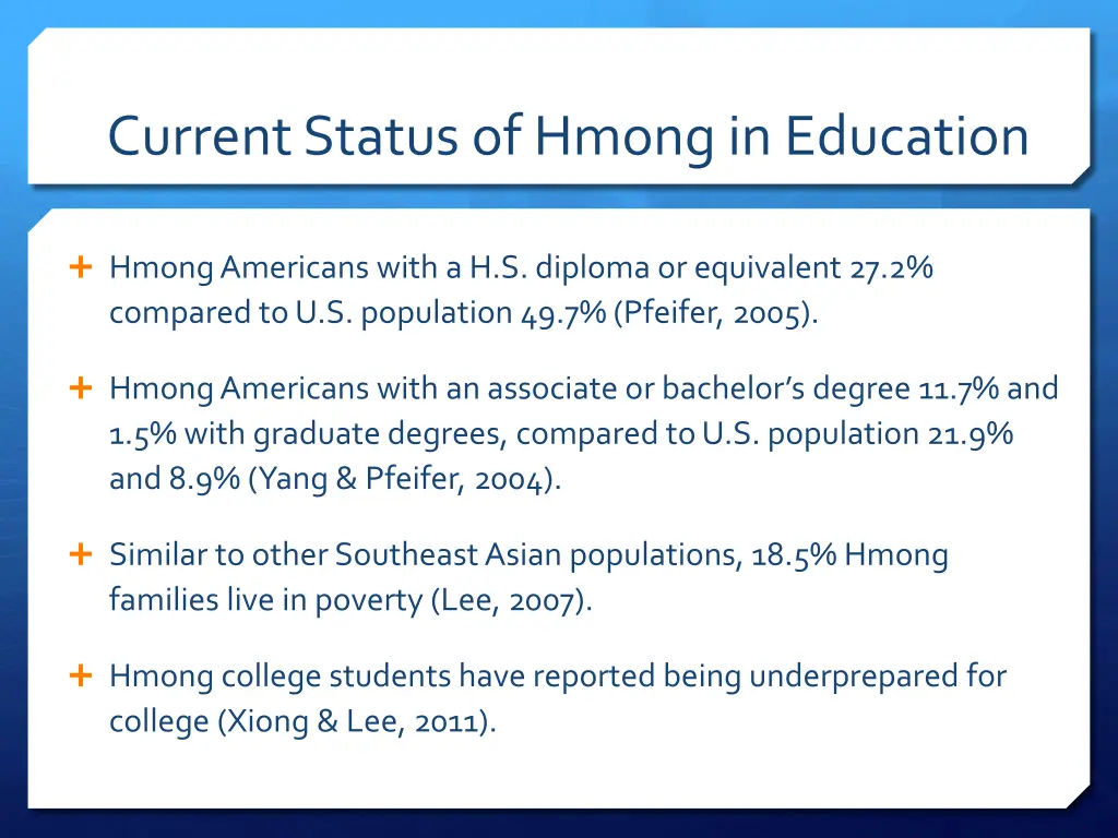 current status of hmong in education