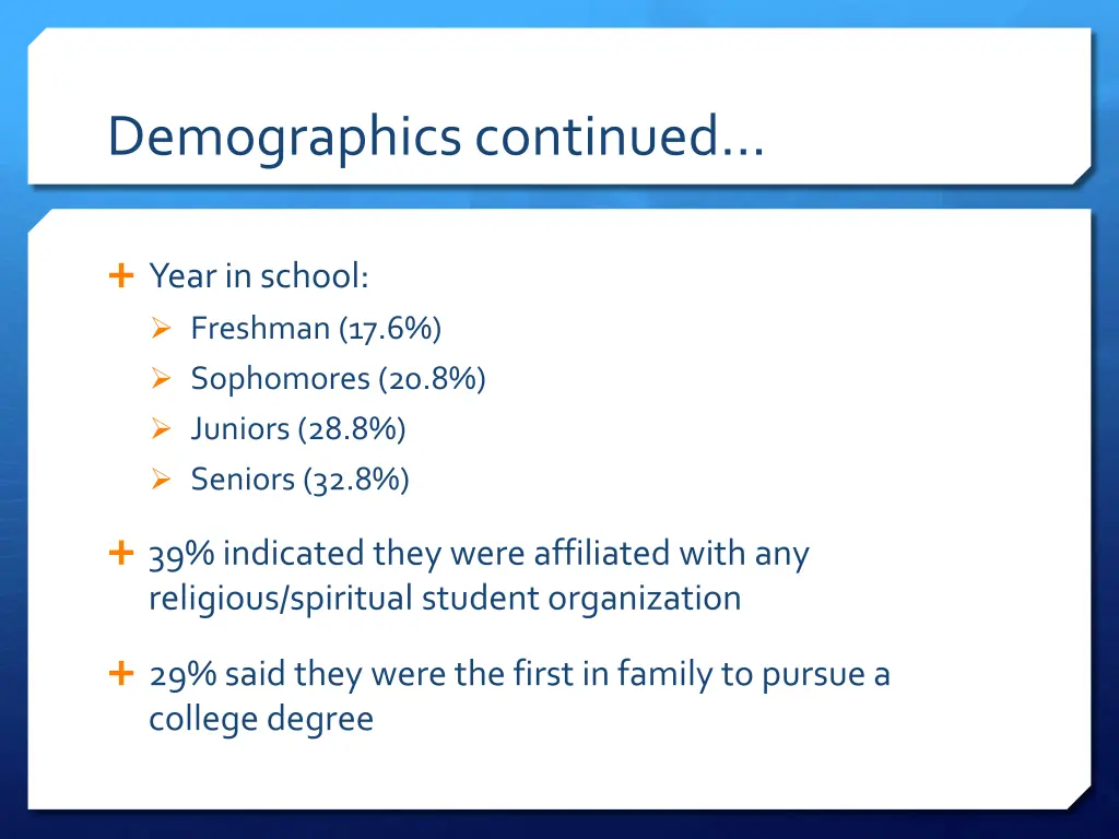 demographics continued