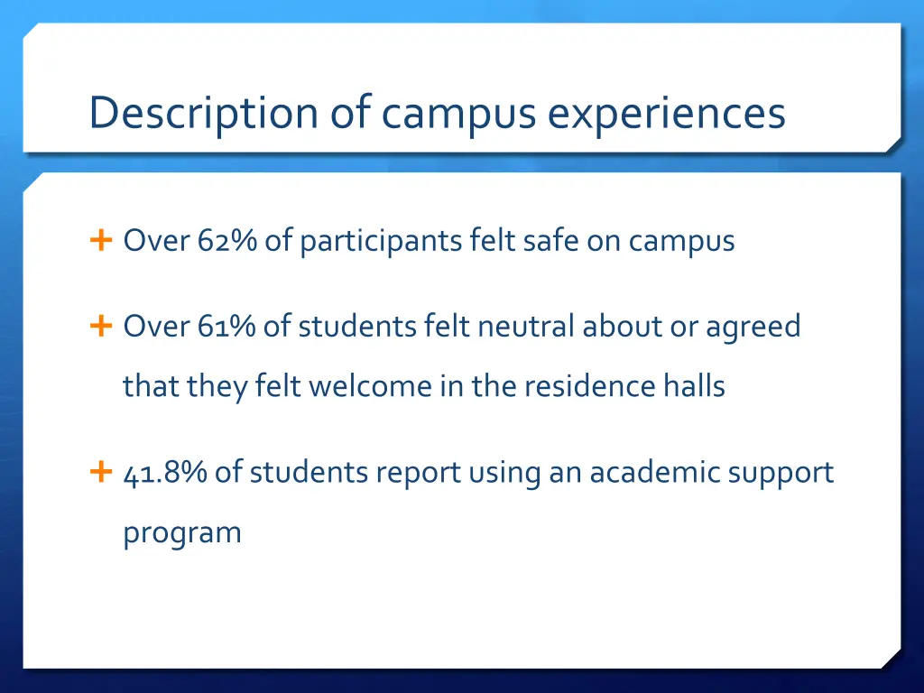description of campus experiences