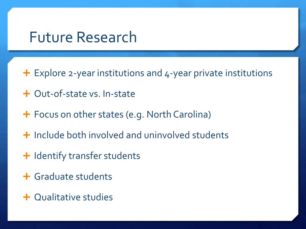future research