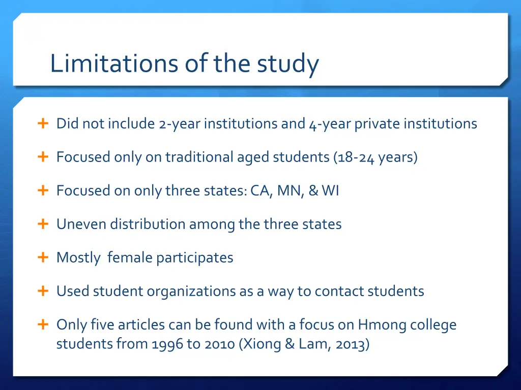limitations of the study