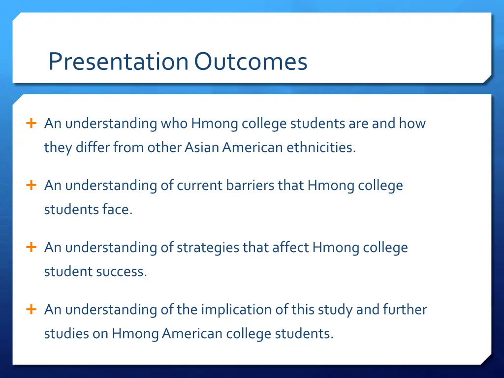presentation outcomes
