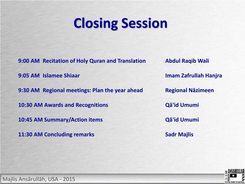 closing session