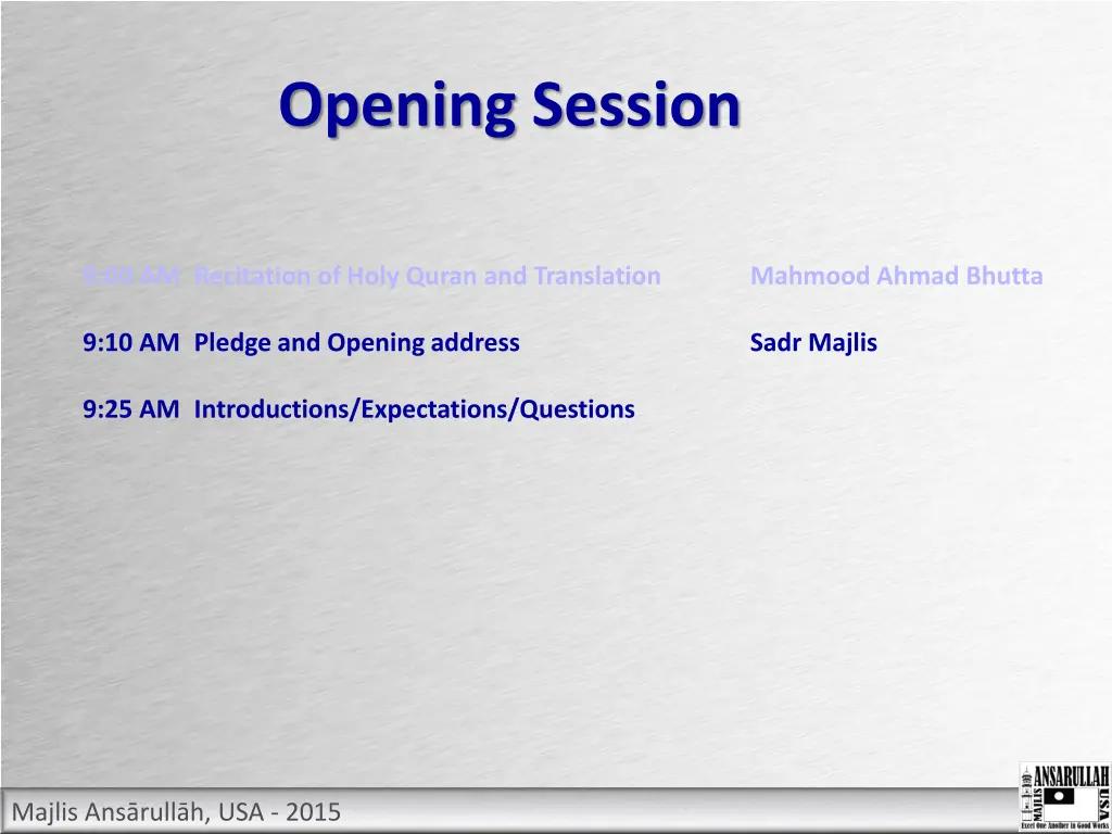 opening session 1