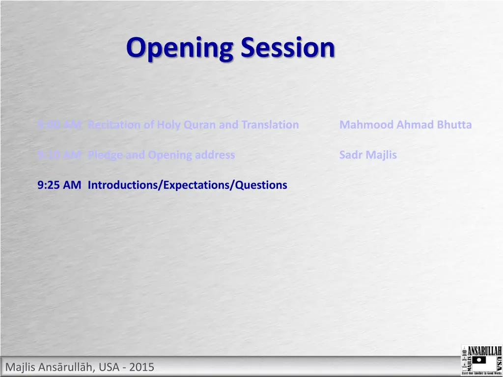 opening session 2