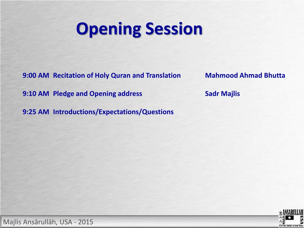 opening session