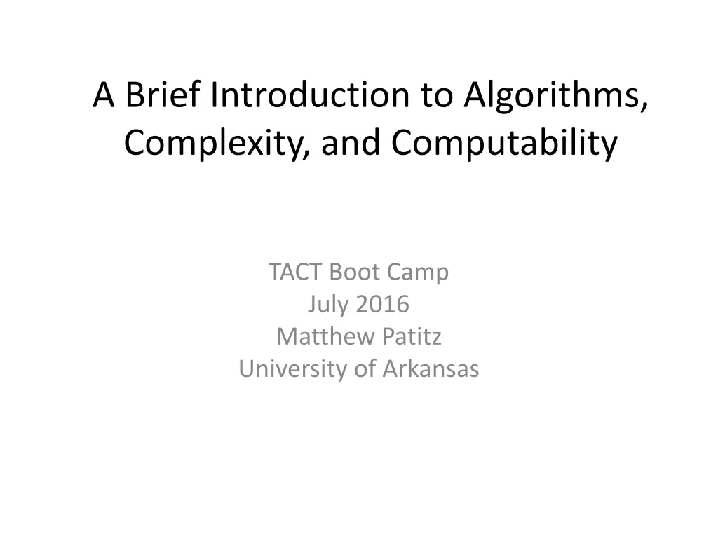 a brief introduction to algorithms complexity
