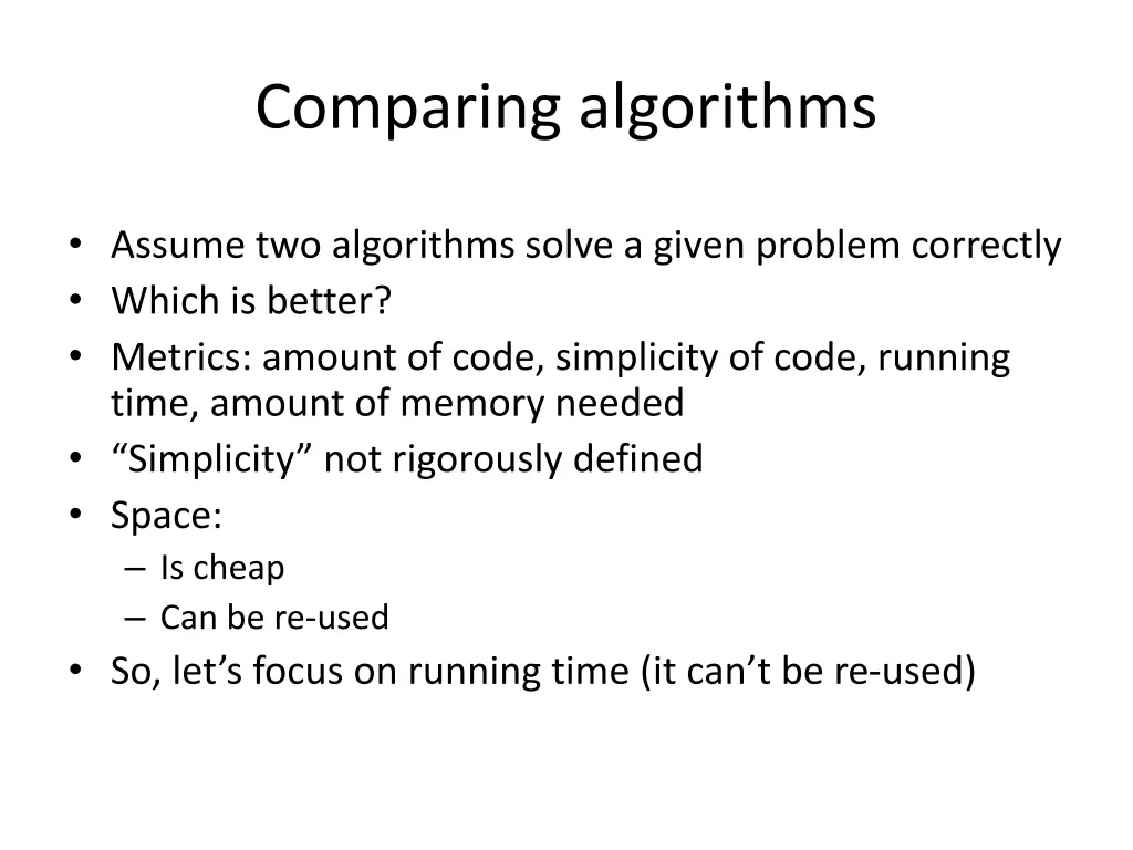comparing algorithms