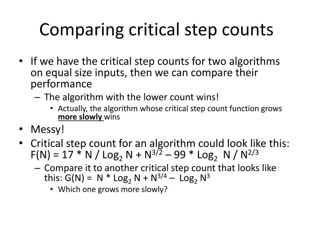 comparing critical step counts